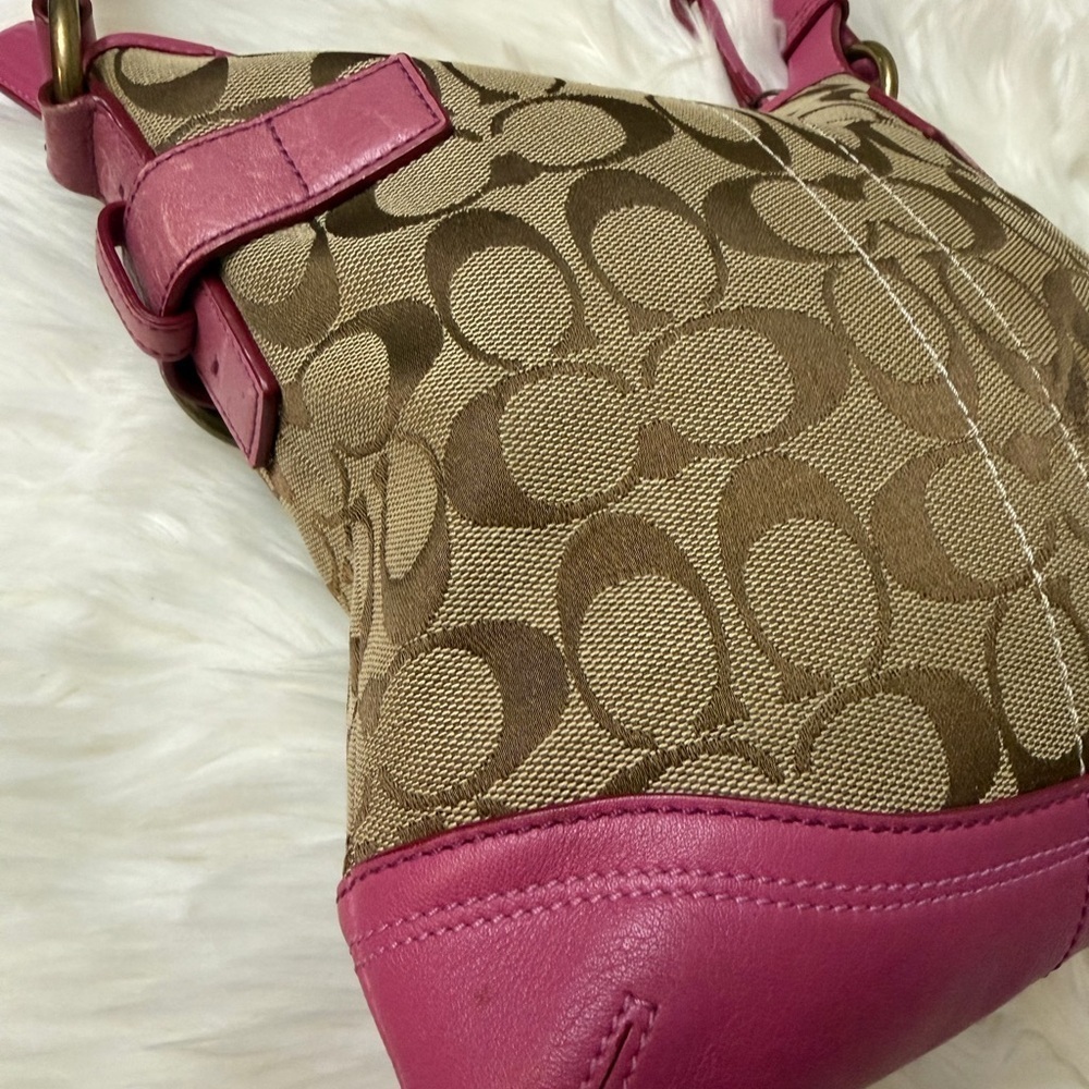 Coach Pink and Brown Signature Shoulder Bag - Picture 6 of 12